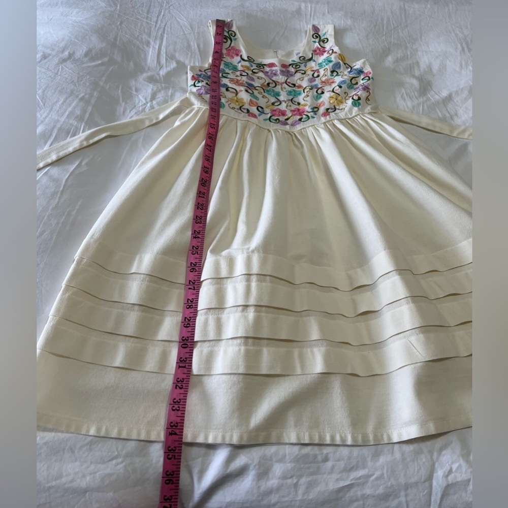 Creaciones Lizeth | Girls SZ 10 | Embroidered Floral Sleeveless Midi Dress Ivory - Picture 3 of 6